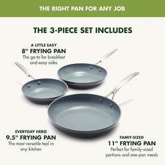GreenPan Valencia Pro Hard Anodized Fry Pan Skillet Set 3 Piece Ceramic Nonstic