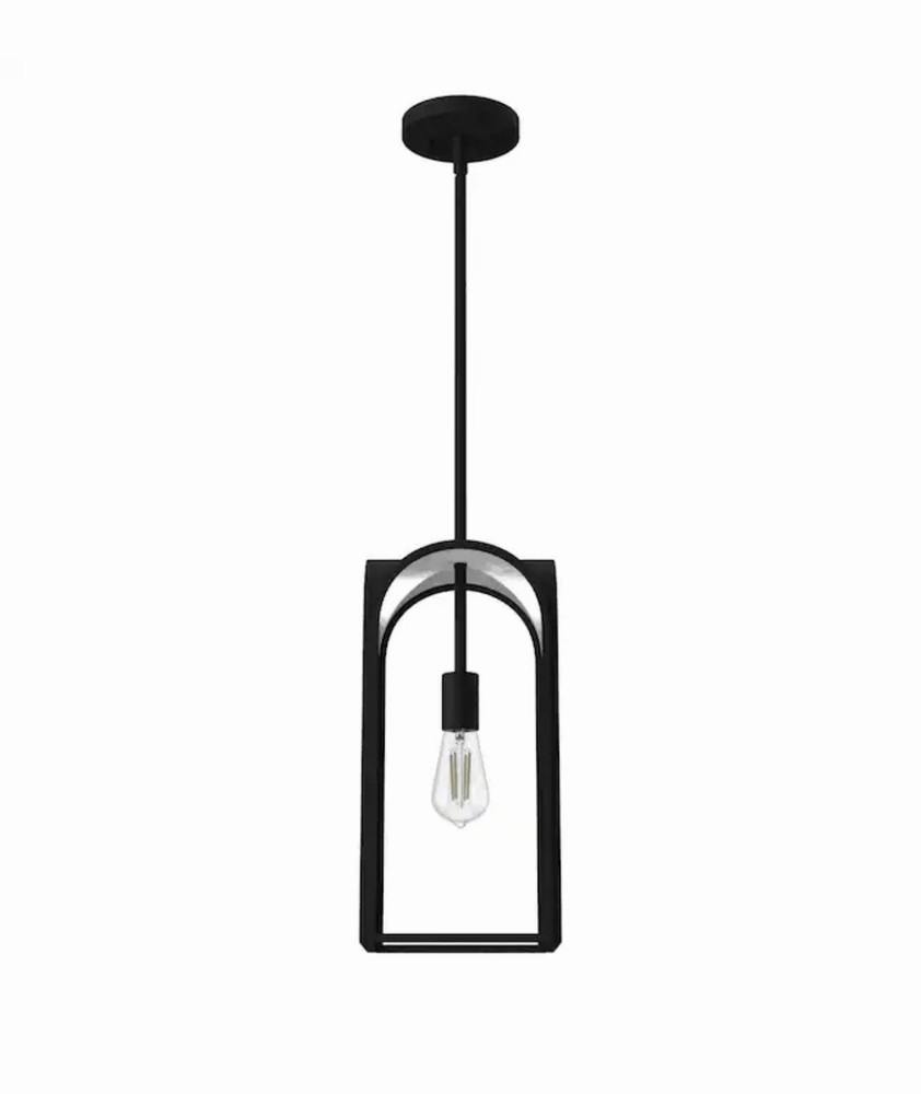 Hunter 19738 Dukestown 7.5″ 1-Light Mini Pendant Natural Iron Silver Leaf