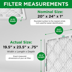 20x24x1 MERV 8 Pleated AC Furnace Air Filters. 6 Pack