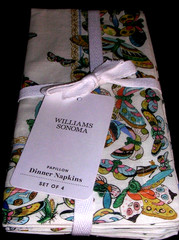 WILLIAMS SONOMA PAPILLON BUTTERFLY NAPKINS SET OF FOUR 85 COTTON 15 LINEN NWTAGS