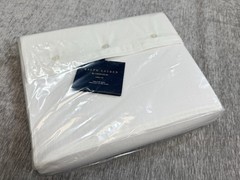 Ralph Lauren RL Linen Solid Twin Flat Sheet White Alabaster Bed NEW