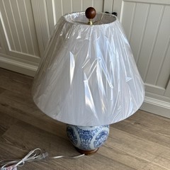 LARGE Ralph Lauren Blue & White Double Gourd Porcelain Table Lamp 26.5″H NWT NEW