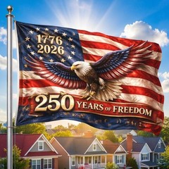 250 Years Anniversary Freedom 4th July Eagle US Flag (24*36 /36*60/ 48*72 Inch)