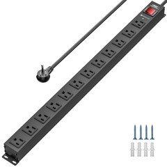 CRST 6-12-Outlet Heavy Duty Power Strip Surge Protector, 6 FT Power Cord/14AWG