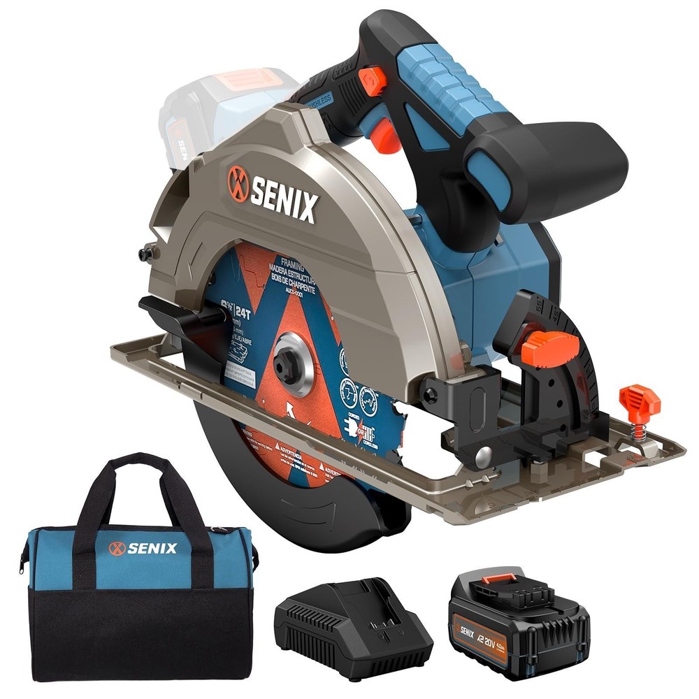 SENIX 20V Max 7-1/4″ Circular Saw with 4.0Ah Battery & Charger PSCX2-M3