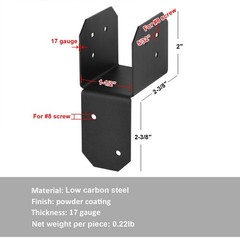 8 Pcs 2×4 Joist Anchor Connector, Post Caps Tie Bracket for Pergola, 17 Gauge