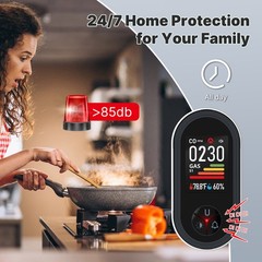 MOES 4 in 1 Carbon Monoxide & Natural Gas Detector Plug in TEMP/RH Sensor Alarm