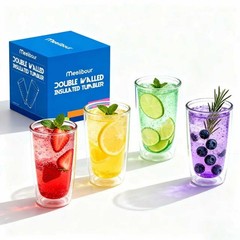 Unbreakable 16oz Tumblers Set of 4 – Plastic Double Wall Insulated Cups, Shat