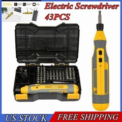 4V Cordless Electric Screwdriver Kit USB Rechargeable Power Tool 43PCS Bits Set