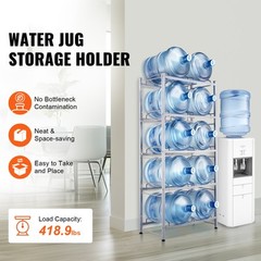 VEVOR 5-Tier Water Jug Holder Double Row Water Jug Rack 10 Bottles Silver Gray