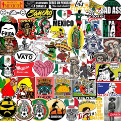 100Pcs Mexican Hardhat Stickers, Funny Vinyl Mexico Tool Box Stickers, Design fo