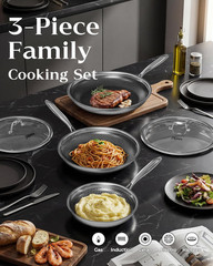 Nonstick Frying Pan Set, 8+10+12 Inch, Honeycomb Stainless Steel Skillet Pans Se