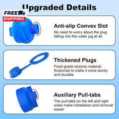 3 & 5 Gallon Water Jug Cap 3 Pack Reusable Food Grade Silicone Replacement Cap