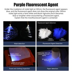 White Yellow BLUE UV Light Work LED Flashlight Torch Gemologist Tool USB Chargin