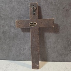 Vintage SyrocoWood Rugged Log Cross • 9.25″ Rustic Wall Decor • Made in USA 1950