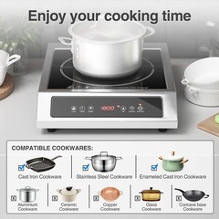 Commercial Electric Induction Cooktop Electric Hot Plate Touch Screen 1800W 110V