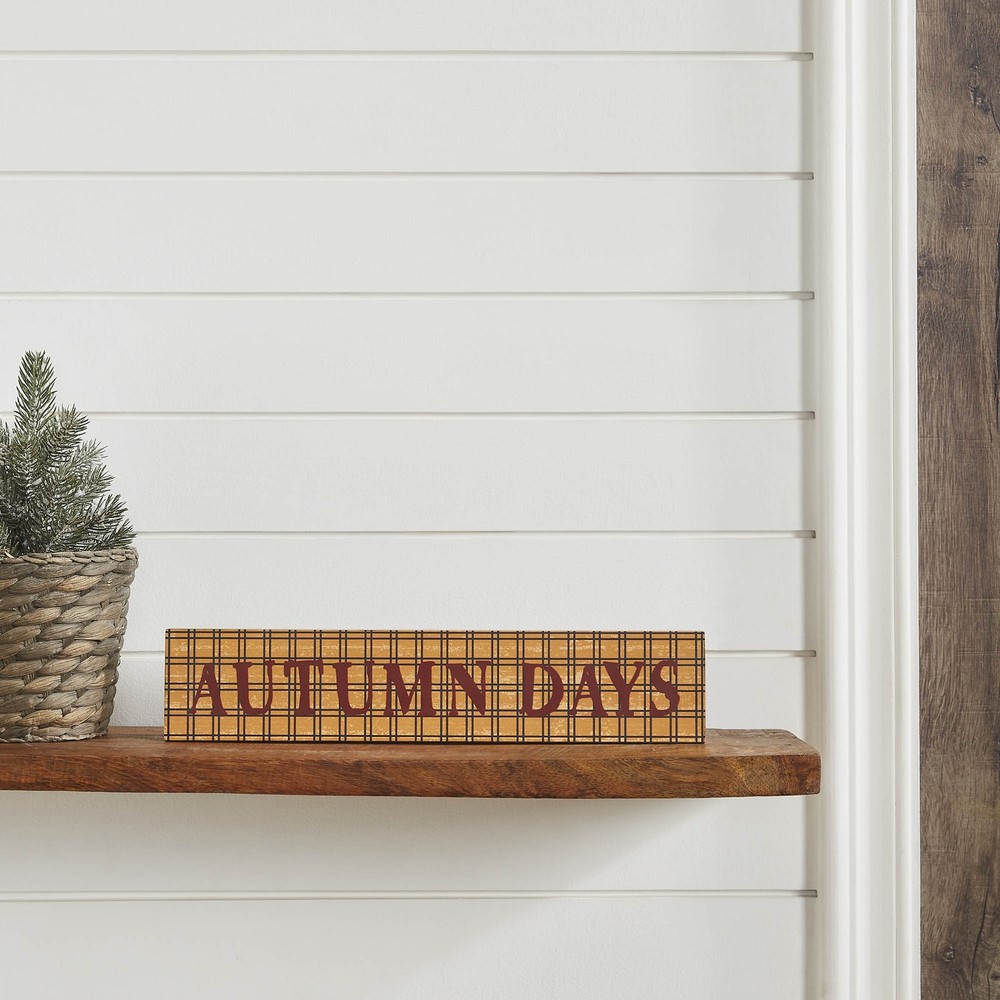 Autumn Days Burgundy on Mustard Base MDF Sign 3×14 VHC Brands