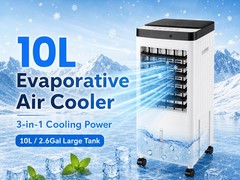 3-in-1 Evaporative Air Cooler 10L Water Tank 3-Speed Swamp Cooler w/Remote Fan