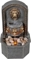 Outdoor Lion Head Stone Waterfall Wall Fountain with Pump Gray 10.3IN