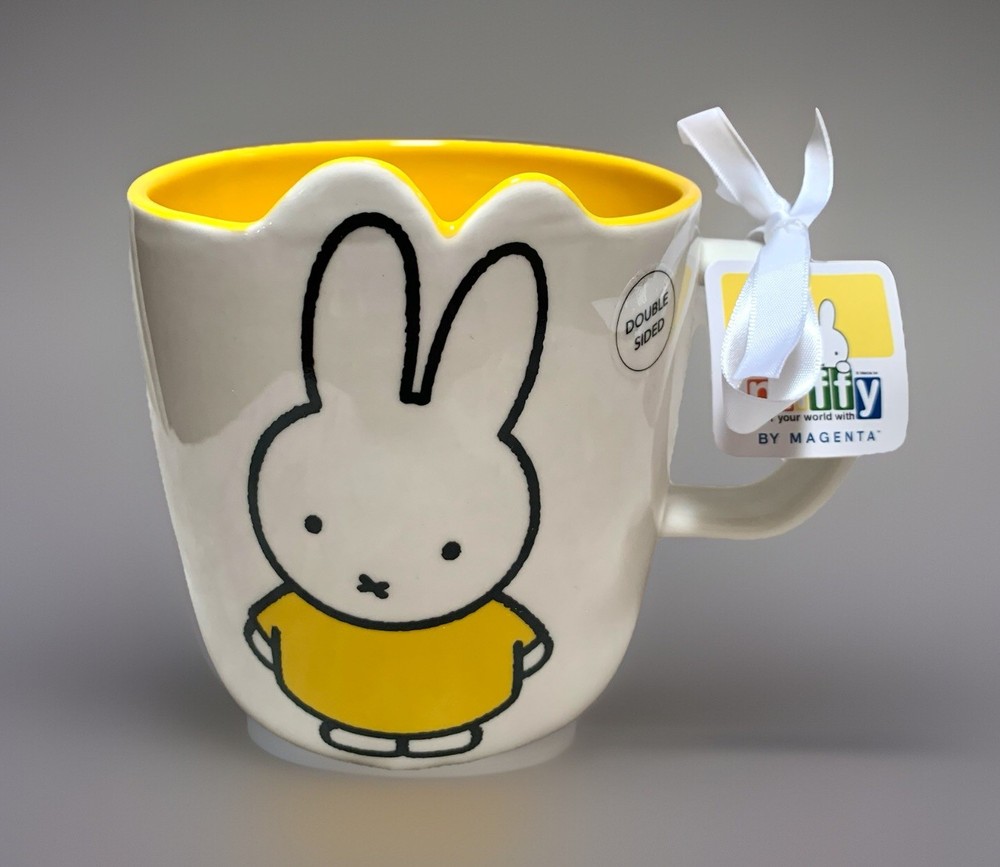 NEW Miffy Bunny Rabbit White & Yellow Large 18oz Stoneware Coffee Mug