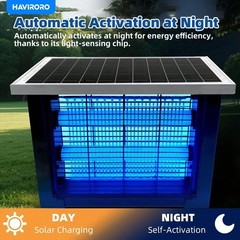 Solar Bug Zapper Outdoor 2000 Sq Ft Rechargeable Mosquito Fly Killer Lamp