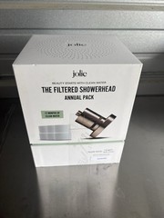 Jolie Filtered Showerhead Annual Pack w/ 3 Total Filter Refills Brushed Steel