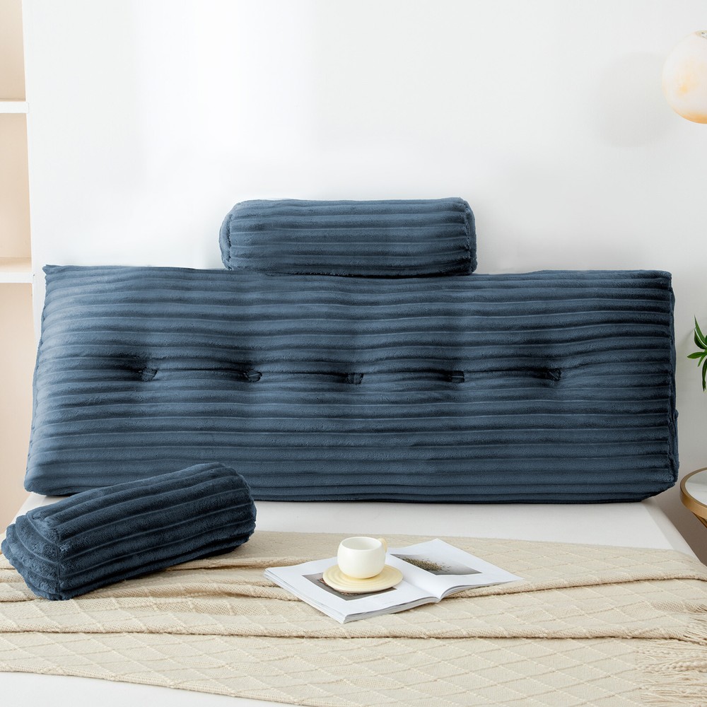 Wedge Headboard Pillow Triangle Cushion Sofa Waist Support with Neck Roll Pillow