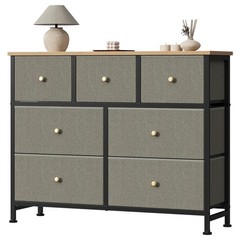 OLIXIS 7 Storage Drawers Fabric Dresser for Bedroom Livingroom with Wooden Top