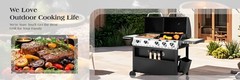 5-Burner Propane Gas Grill and Griddle Combo Stainless Steel Outdoor Patio