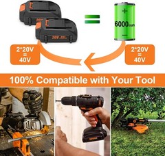 2PACK 8.0Ah For WORX 20V 8AH MAX Extend Lithium-Ion Battery WA3525 WA3575 WA3520