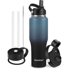 40oz Water Bottles Insulated Straw Leak Proof Fits Car Cup Holder Stainless