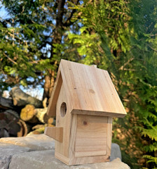 Handmade Cedar Birdhouse w/ Chimney Rustic Outdoor Wren Chickadee Nest Box