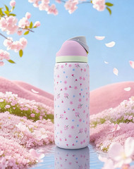 Owala Light Pink Cherry Blossom Pattern Capacity Stainless Steel 32oz