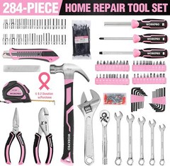 WORKPRO Pink Tool Set 84 PCS Tool Kit for Women Basic Household Pink Tool Box US