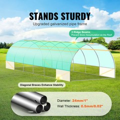 VEVOR Walk-in Tunnel Greenhouse 29.2×9.7×6.5ft Galvanized Frame PE Cover Green