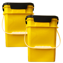 4 Gallon Square Plastic Bucket Food Grade BPA Free containers( Pack of 2 )Yellow