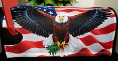 Magnetic Patriotic Flag with Eagle Mailbox Cover – July 4 / anytime ( 21″ x 18″)