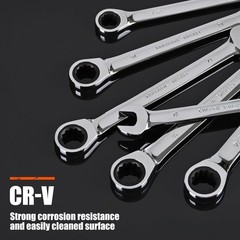 Effortless Adjustment – 15-Piece Ratcheting Wrench Set in Chrome Vanadium Steel
