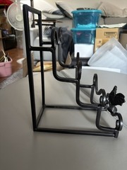 Black Metal Freestanding Vertical Plate Rack Stand w/ Rooster Accent, 15×10″