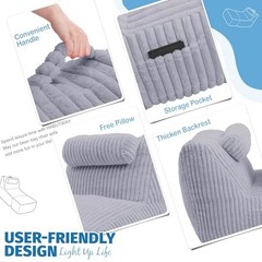 Giant Bean Bag Chairs for Adults,Bean Bag Lounger with Plush Light Grey