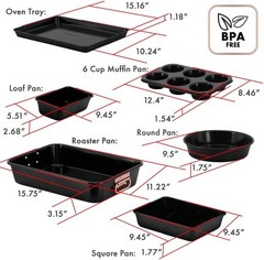 Stackable Nonstick Bakeware Set 8 Piece Baking Pan Set Oven Safe Carbon Steel