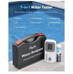 Pawfly 7 in 1 Digital Water Testing Kit, 50 Strips Hot Tub Test Kit Digital Pool