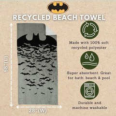 Franco Batman Kids Super Soft Bath/Pool/Beach Towel, 58 in x 28 in