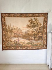 5.7ftx4.6ft Vintage Tapestry Wall Hanging French Landscape Scene JP Label Earth