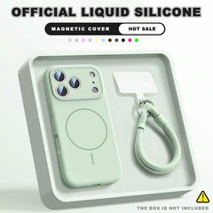 Magnetic Wrist Strap Liquid Silicone Phone Case For iPhone 11 12 13 16 17 Pro Ma