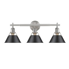 Golden 3306-BA3-PW-BLK Orwell 24.25″ 3-Light Bath Vanity in Pewter w/ Aged Brass