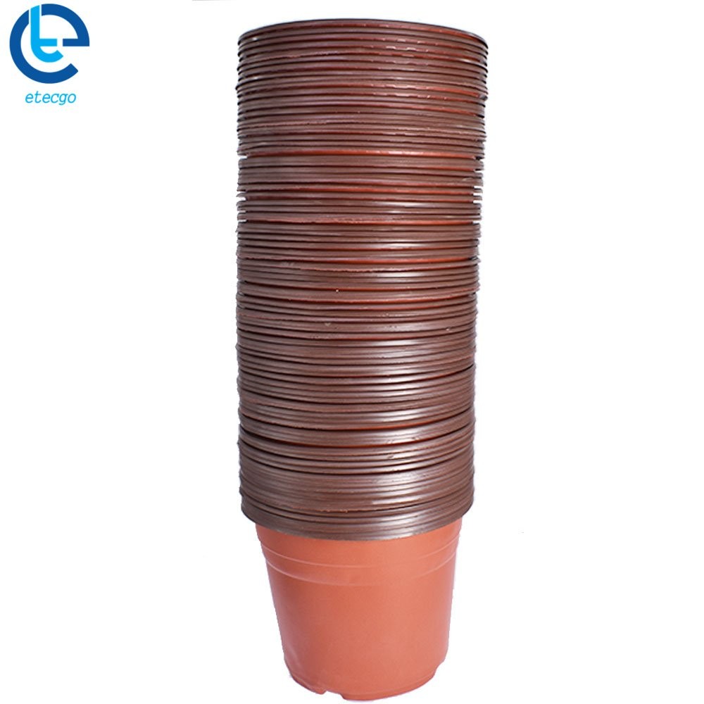 100 Pack Anti-Aging Plastic Round Plant Flower Pots For Seedling Cuttings