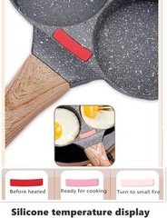 4 Holes Egg Fry Pan Pancake Maker Non-stick Egg Hamburger Pan W/ Wooden Handle