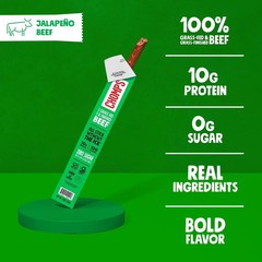 Chomps Grass-Fed and Finished Jalapeño Beef Jerky Meat Snack