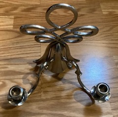 Hand Forged Iron Silver Metal Steel Two Arm Candleholder Wall Sconce